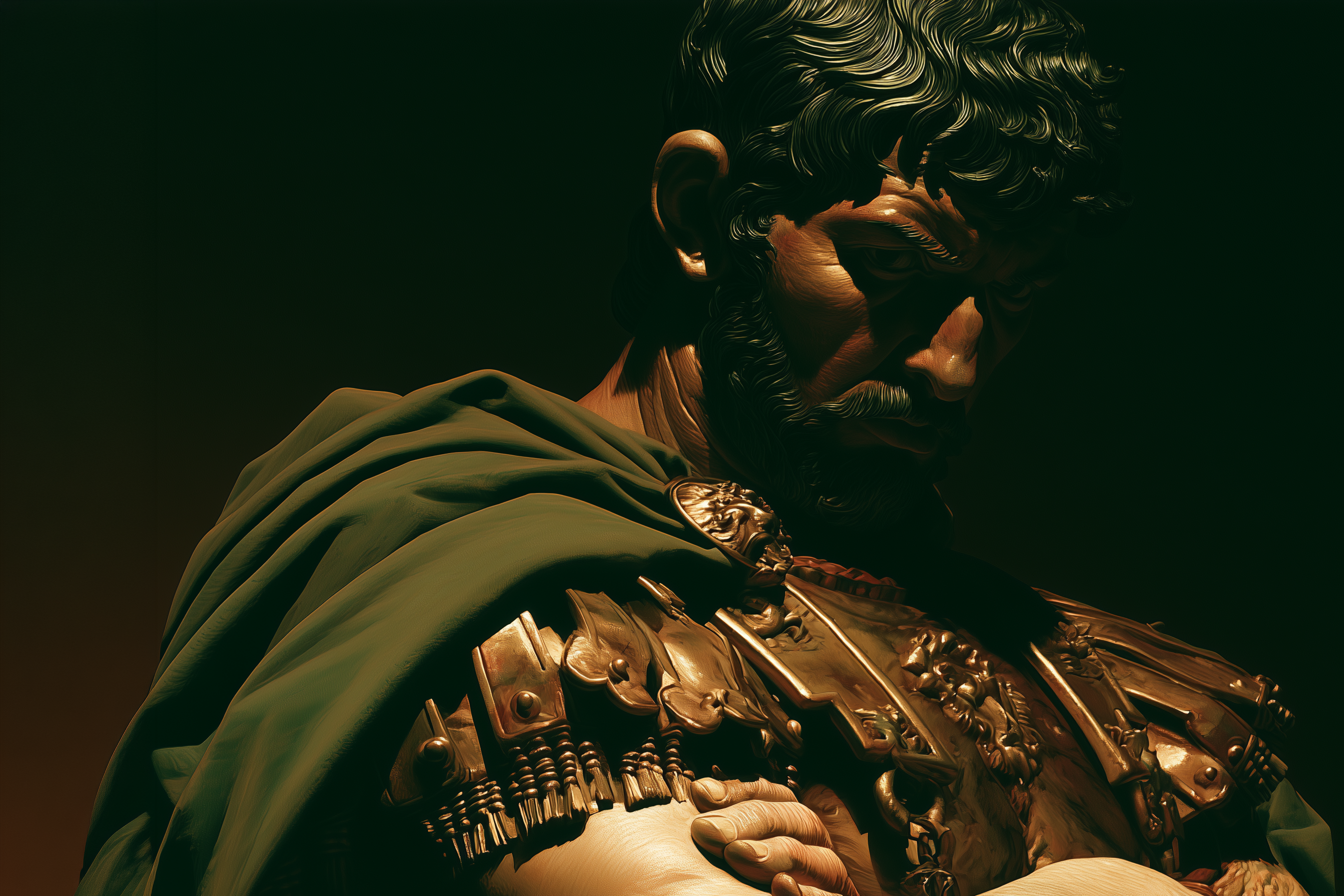 Portrait of Hadrian — the curled hair and full Greek-style beard