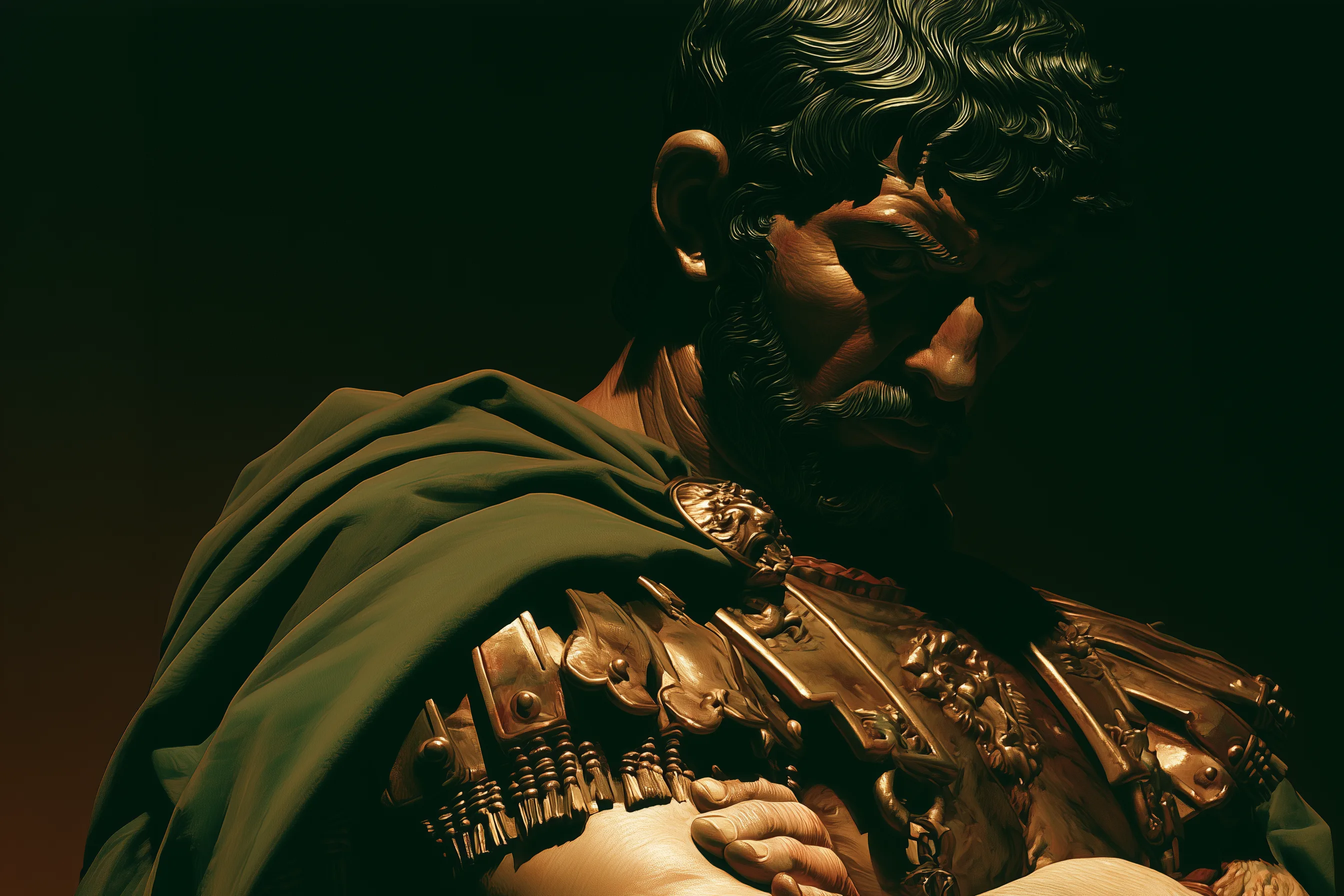 Portrait of Hadrian — the curled hair and full Greek-style beard